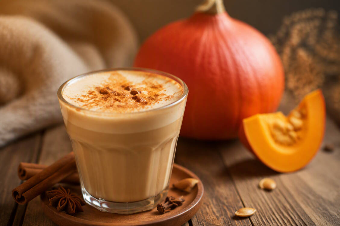 Kürbisse bringen herbstliche Abwechslung in die Küche – auch wenn es um Getränke wie einen aromatischen Latte geht. / © PTA-Forum/generiert mit KI