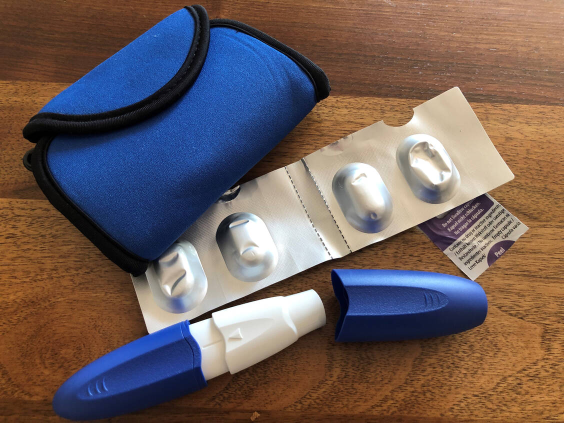 Was aussieht wie der Bedarf eines Asthma- oder COPD-Patienten, ist in Wirklichkeit ein Levodopa-Inhalator für Off-Phasen bei Morbus Parkinson. / Foto: PZ/Siebenand