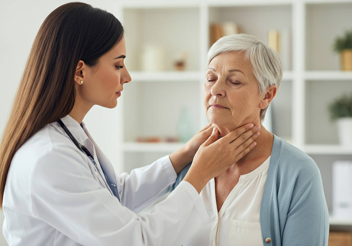 Bei älteren Schilddrüsen-Patientinnen sollte regelmäßig überprüft werden, ob eine Thyroxin-Therapie notwendig ist. / © Adobe Stock/Jenny