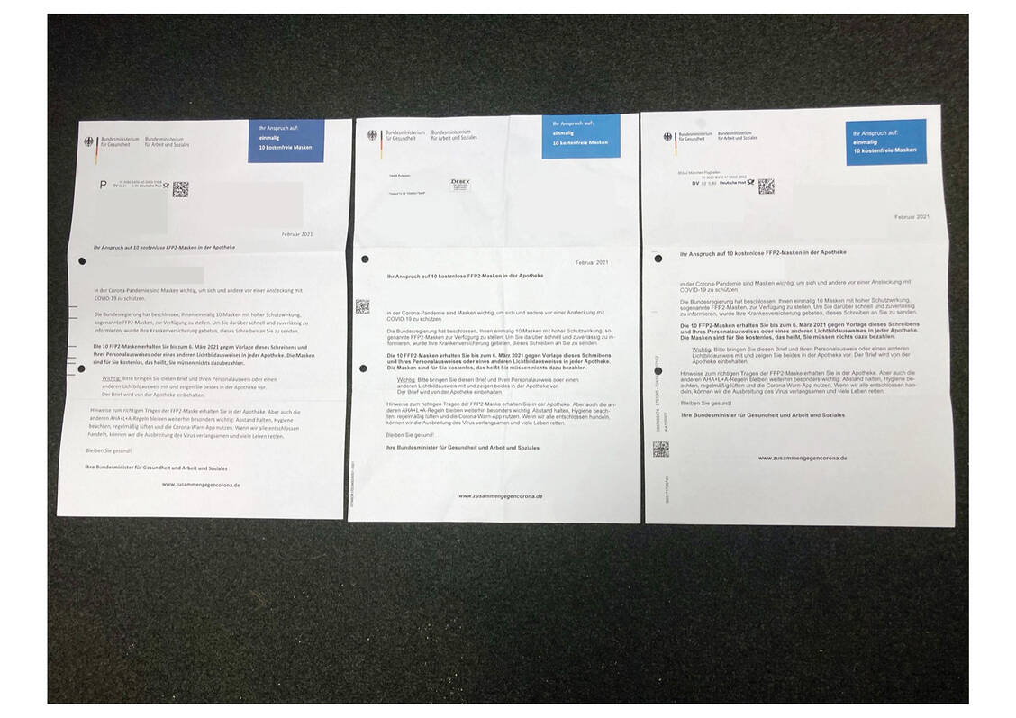 Die Masken-Berechtigungsbriefe für ALG-II-Empfänger unterscheiden sich teils deutlich. / Foto: privat