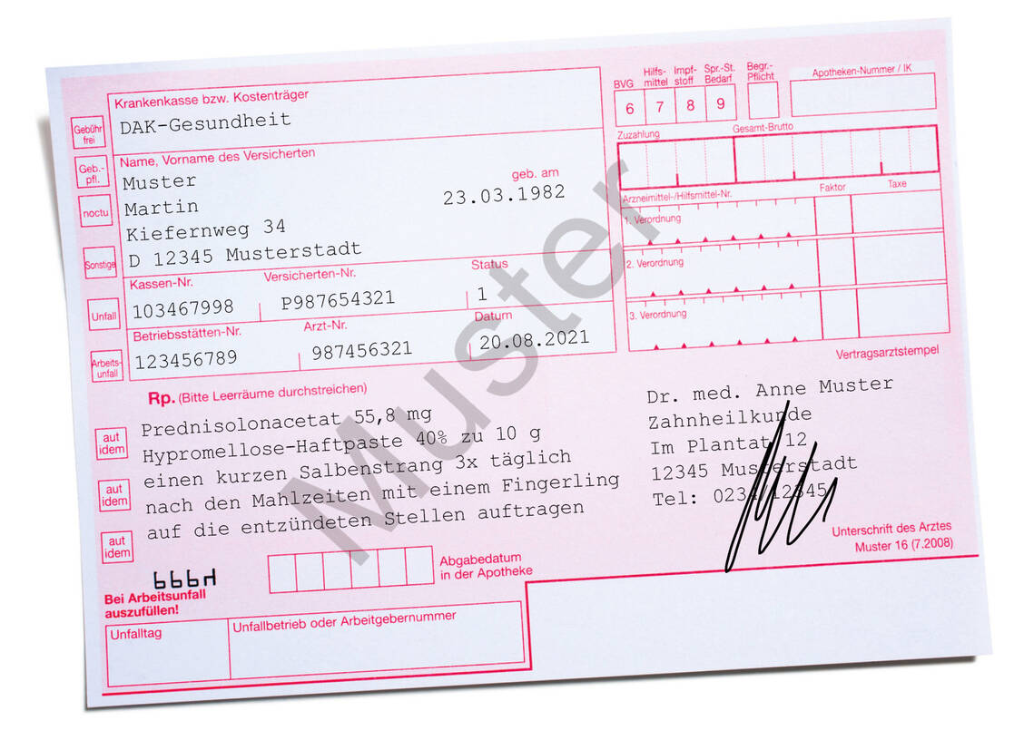 Eine ortsansässige Zahnärztin fragt, ob die Apotheke einen Ersatz für Dontisolon® D Mundheilpaste herstellen kann.
