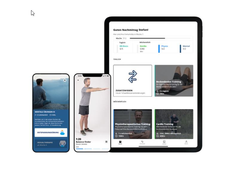 Die DiGA »Kranus Edera« verspricht ein ganzheitliches Programm zum Management der erektilen Dysfunktion. Der Kern sind Beckenbodentraining, Physiotherapie und Ausdauersport. / Foto: Kranus Health (Screenshot)